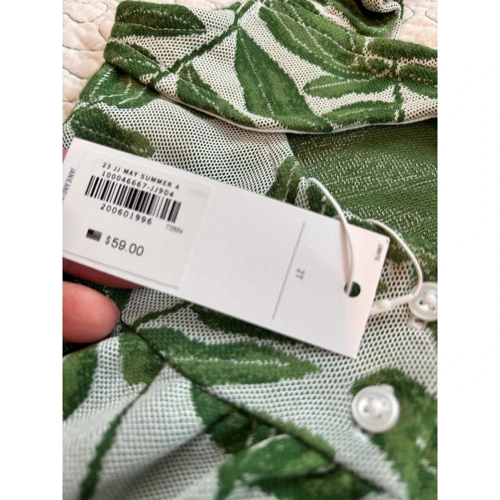 Janie and Jack Girl's Green Tropical Palm‎ Leaf Ruffle Back Cutout Dress 2T